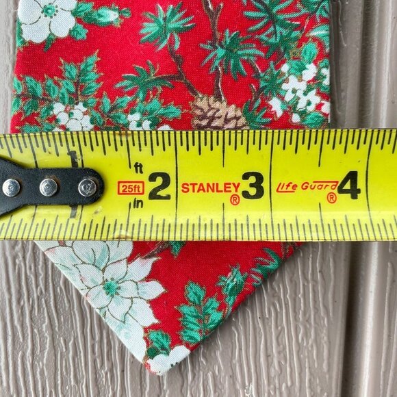 Vintage Christmas Poinsettias Neck Tie Silk Red Floral Career Professional Mens - Picture 10 of 12